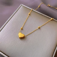 chic love heart lovers love you necklaces for womenclassic gold color stainless steel birthday wedding collar gift jewelry