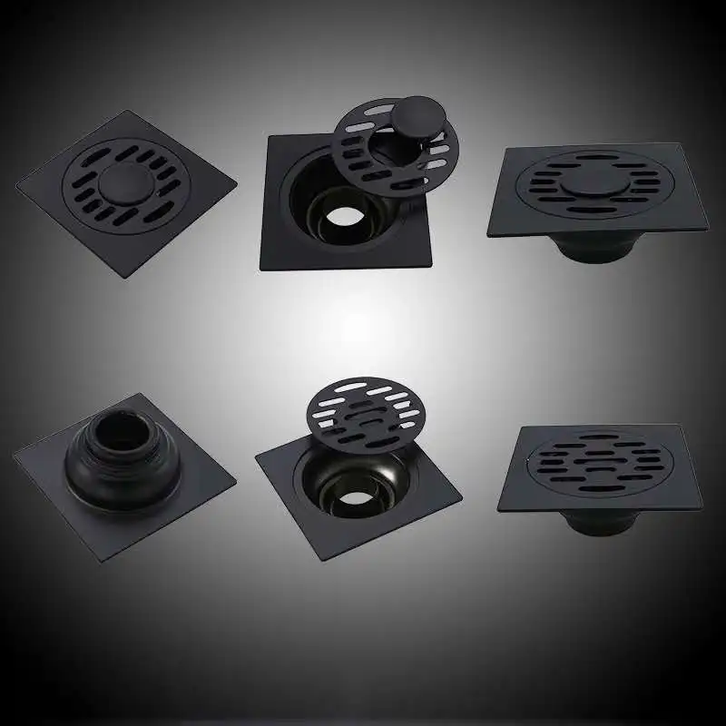 Бесплатная доставка черный квадратный душ из нержавеющей стали слив для пола
