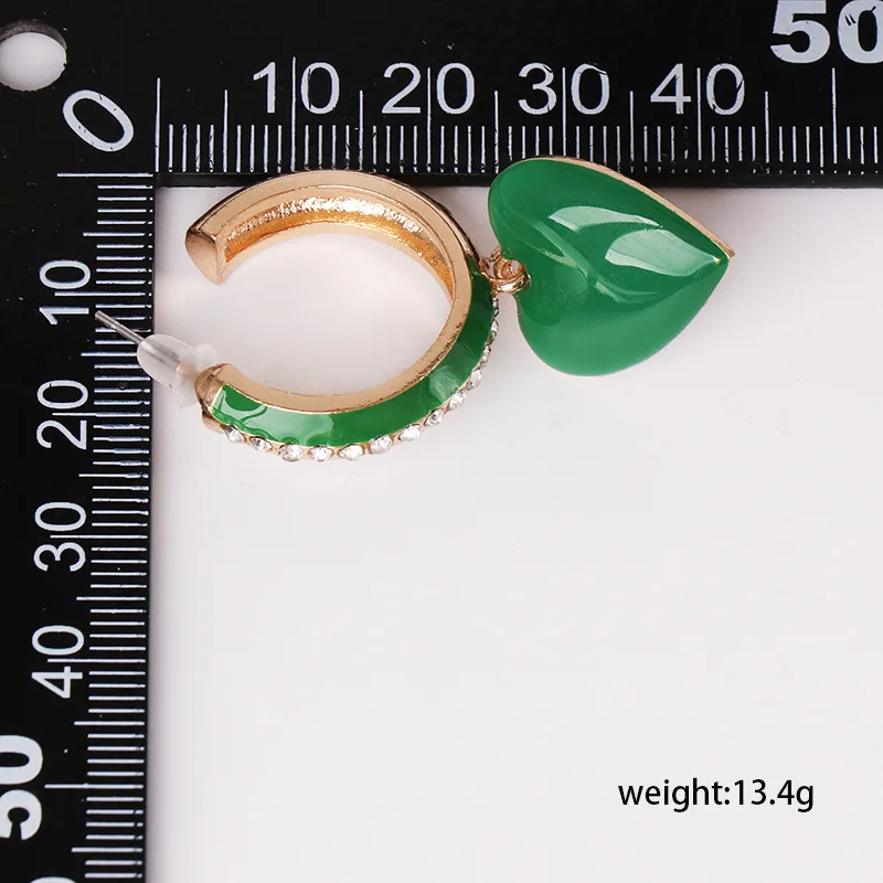 2019 Новый дизайн женские розовые зеленые эмалированные Серьги-клипсы с сердечком