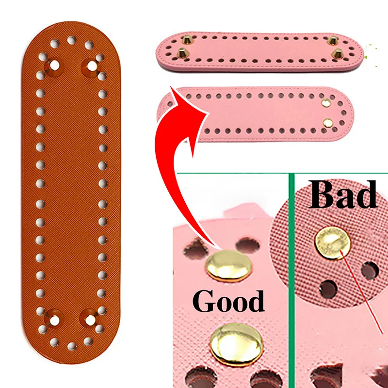 18*5cm Oval Long Bottom For Knitted Bag Pu Leather Bag Accessories Handmade Bottom With 38 Holes Diy Crochet Bag Bottom Bag Part