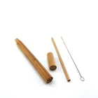 Беспошлинный натуральный многоразовый экологически чистый дорожный набор соломинок, чистящая щетка с портативной бамбуковой трубкой