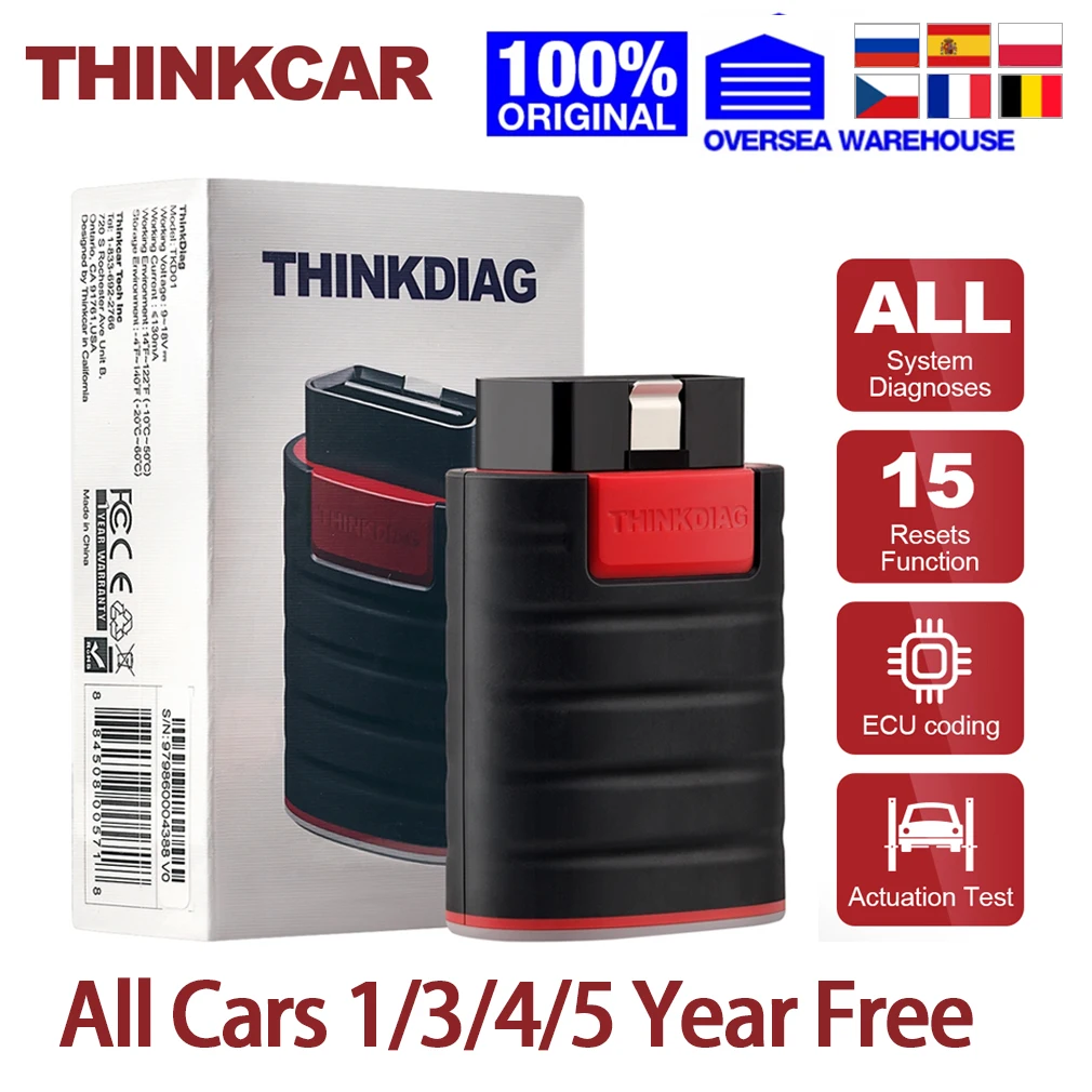 

Thinkcar ThinkDiag Full OBD2 All System Diagnostic Tool ECU Coding Car Code Reader Scanner 15 Reset Service Actuation Test