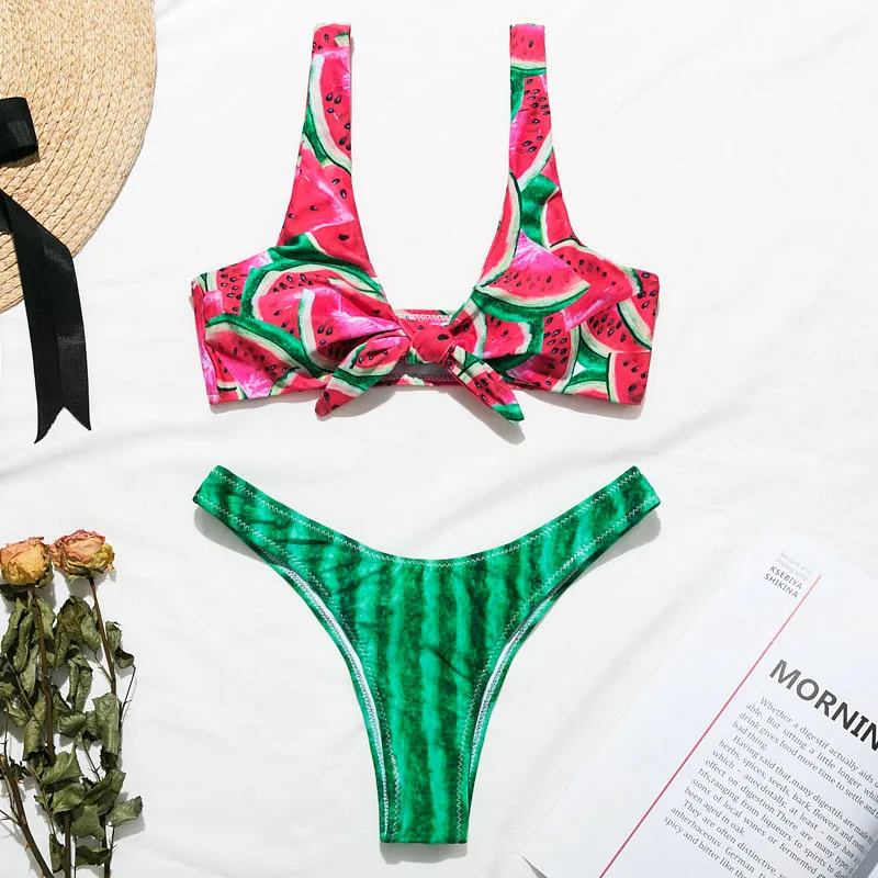 In-X Watermelon swimsuit female Sexy knot bikinis mujer Push up swimwear women bathers Summer beach wear bathing suit new