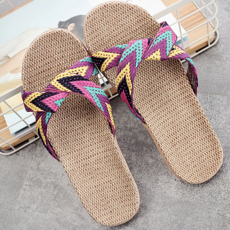 2020 льняные домашние тапочки Пляжные женские Домашние унисекс сандалии и