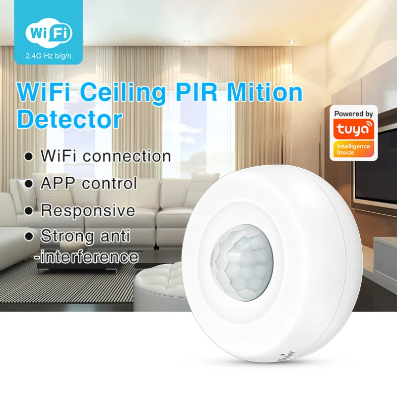 

Tuya Smart Motion PIR Sensor WiFi Infrared Human Body Sensor Detectors Smart Life APP Push Wireless Home Security Alarm System