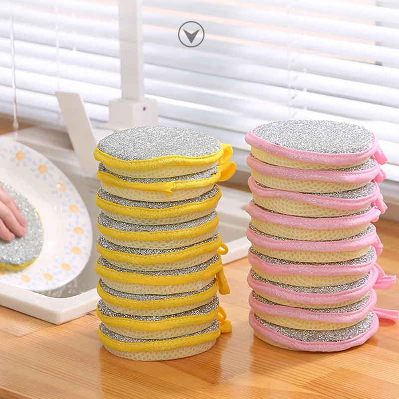 

Двухсторонняя губка для мытья посуды, многоразовые чистящие губки, кухонные чистящие салфетки дезинфицирующие полотенца для мытья посуды