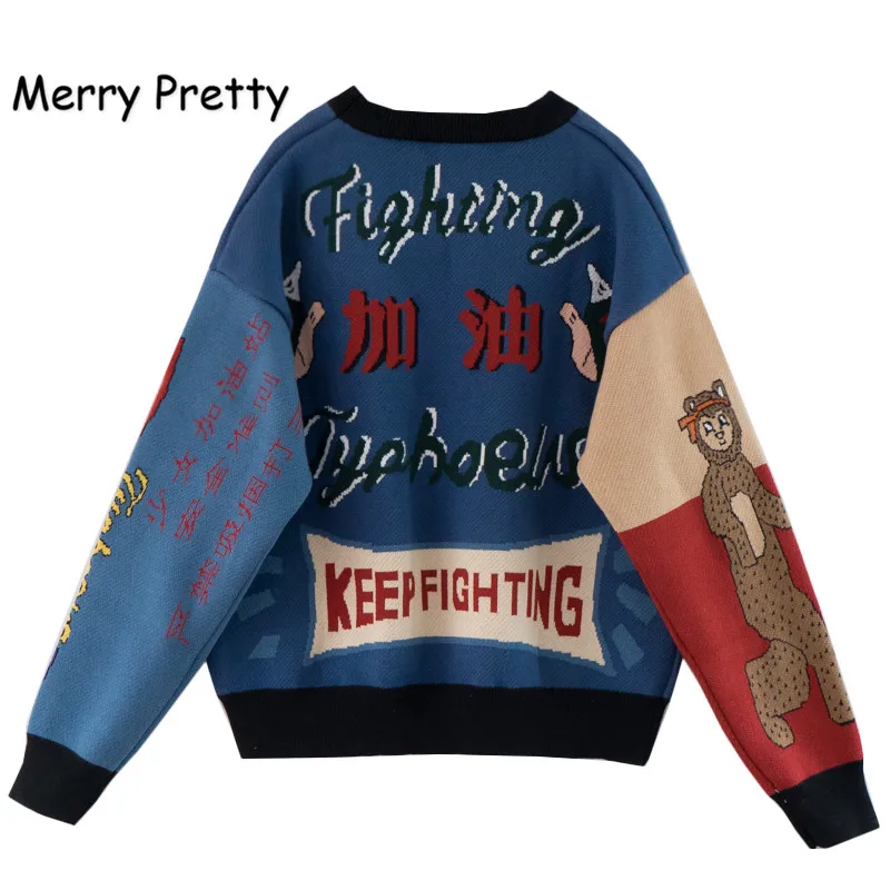 Женский Теплый свитер с забавным мультяшным рисунком Merry Pretty жаккардовый пуловер