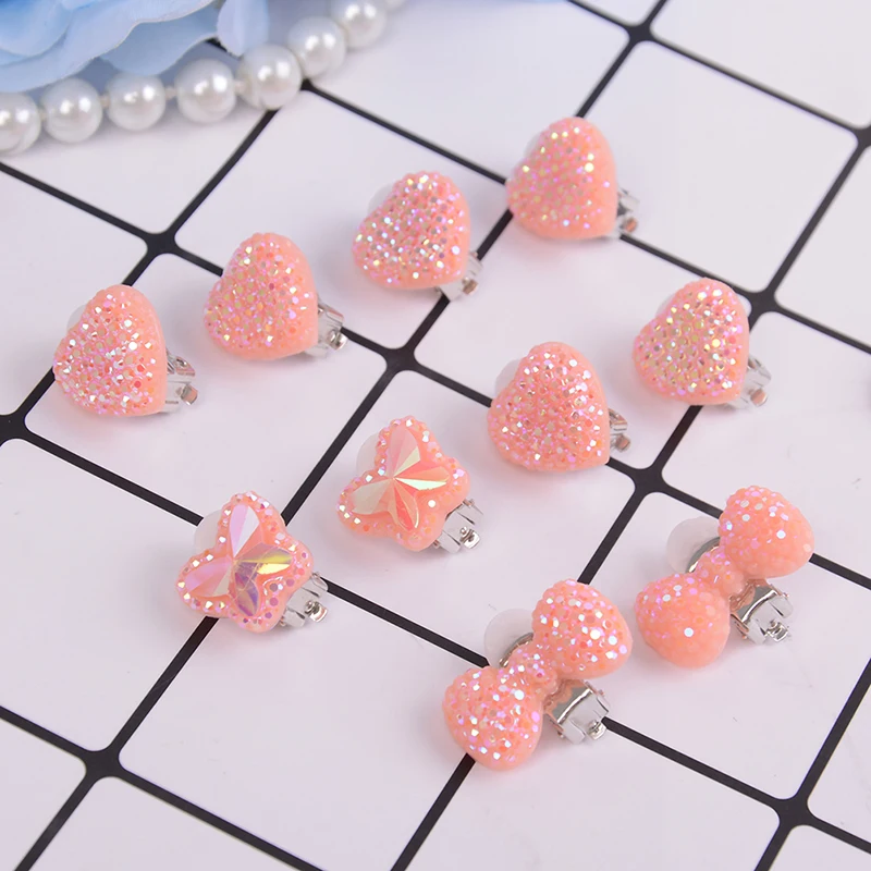 1Pair Heart Bow Butterfly Ear Clip Style Earring Soft Invisible Hanging No Piercing For Children Kid | Украшения и аксессуары