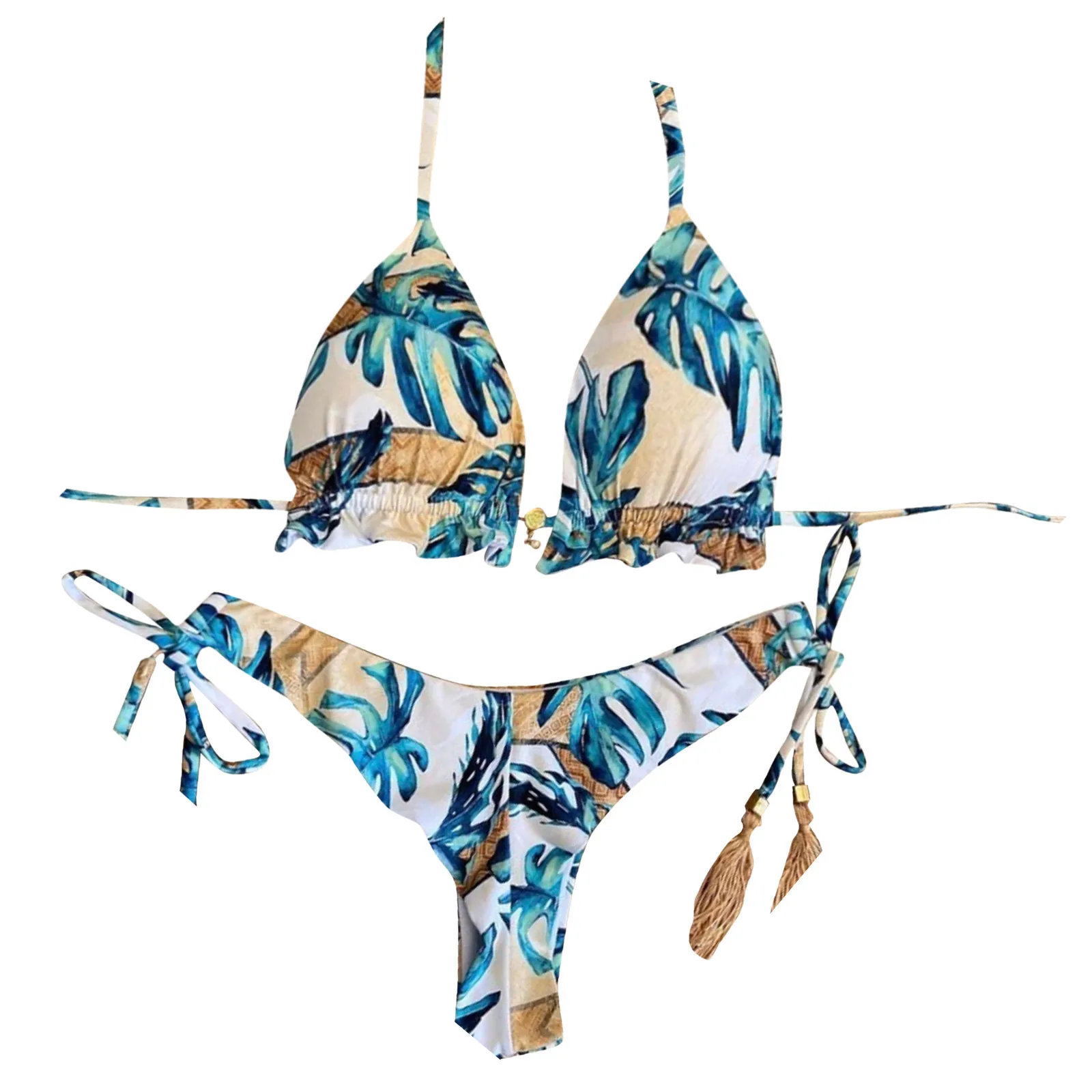 

New Women Sexy Bikini Set Ruffle High Waisted Swimsuit Bandeau Bandage Bikini Set Push-Up Brazilian Swimwear Beachwear Swimsuit