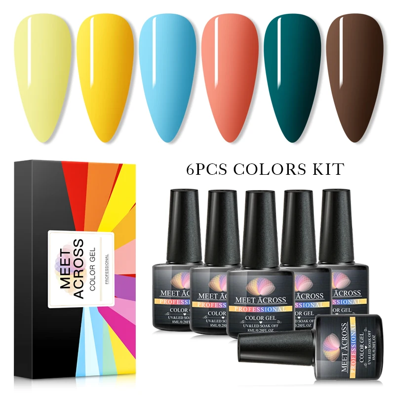 MEET ACROSS 8 мл УФ-гель для ногтей набор с подарочной коробкой полуперманентный