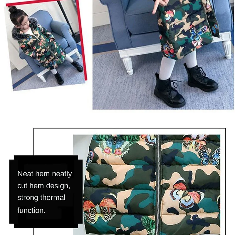 

Thick Outerwear Primary School Camouflage Kids Clothes for Girls 11 12 13 Winter Girl Cotton Padded Jacket Children Winter Long