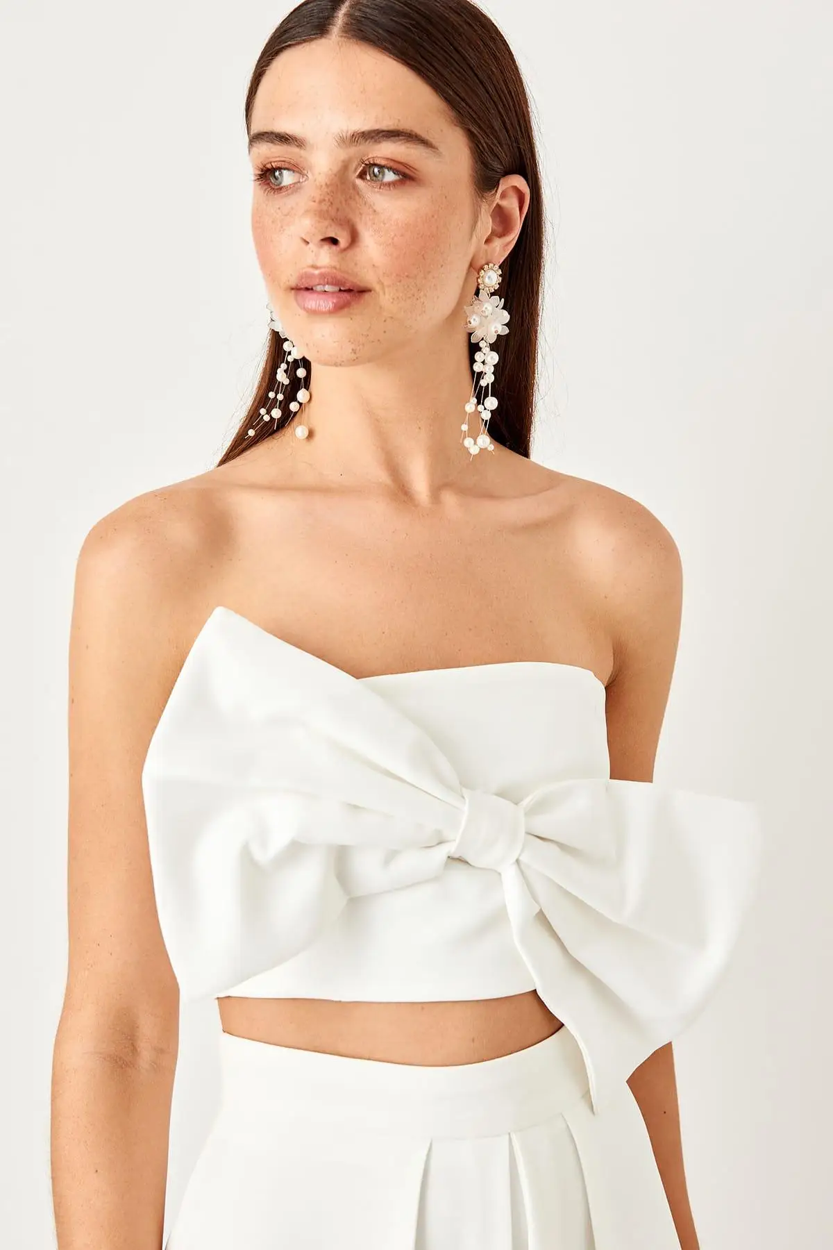 Trendyol сырой белый лук detayli Bluz TPRSS19FZ0359 |