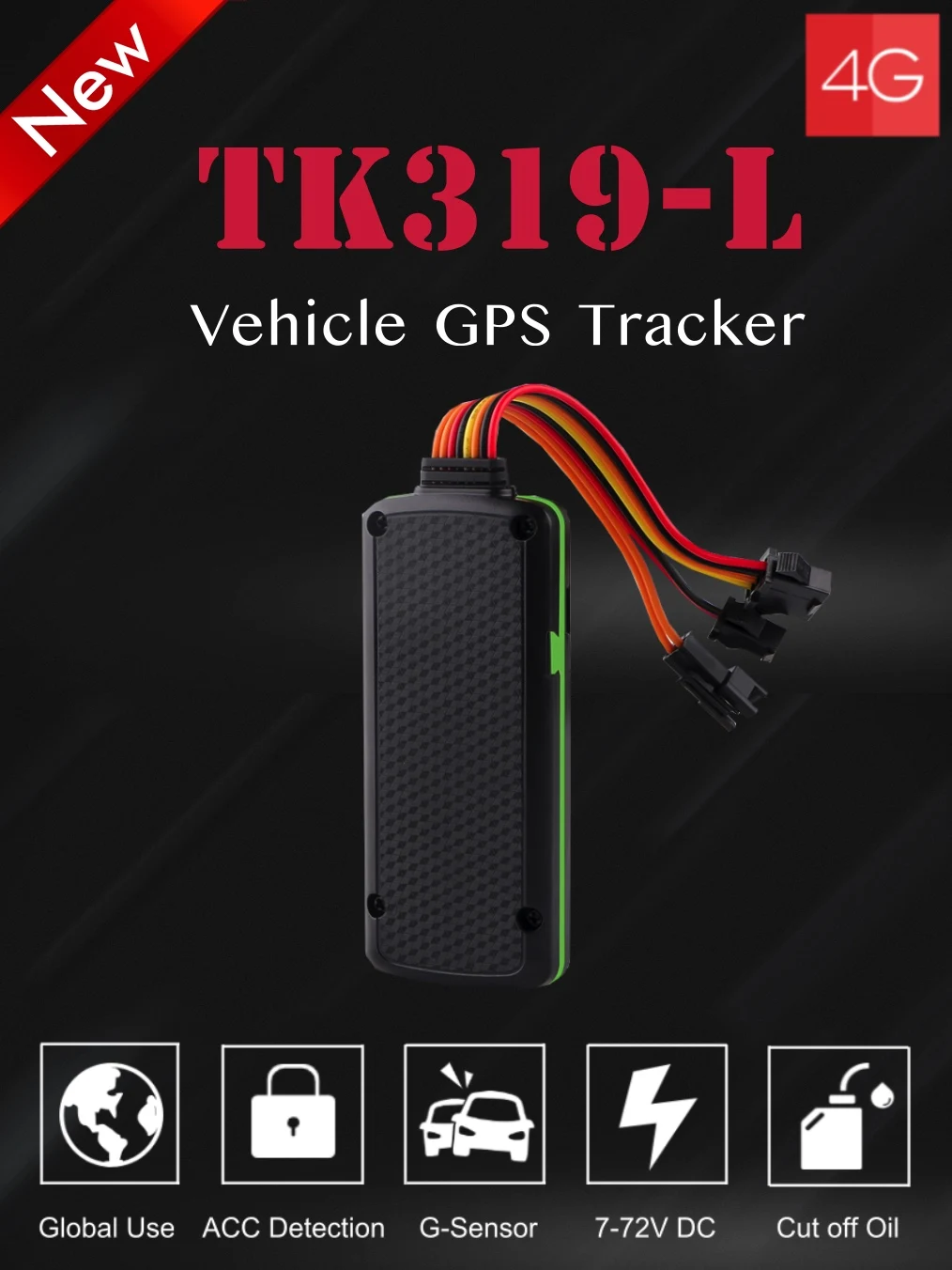 car GPS Tracker cut off engine 7-72V TK319-L Vehicle motorcycle tracking 4G Global use Free APP GPS Locator SOS Overspeed alarm