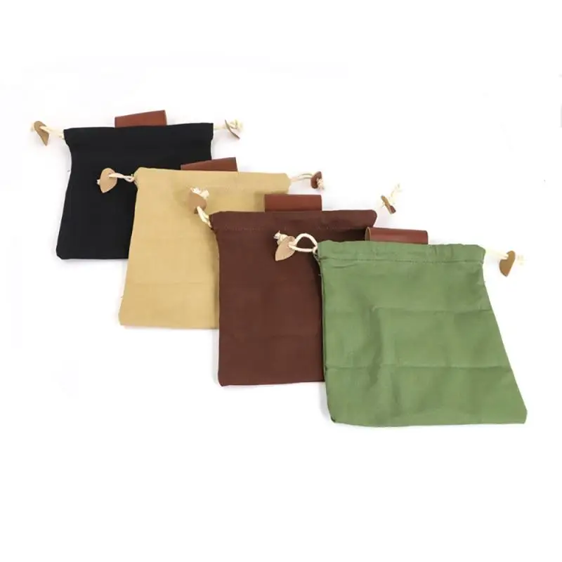 

Buckle Collapsable Fruit Picking Bags Garden Handcrafted Leather And Canvas Hanging Storage Bags Outdoor Heavy Duty Tool Pouch