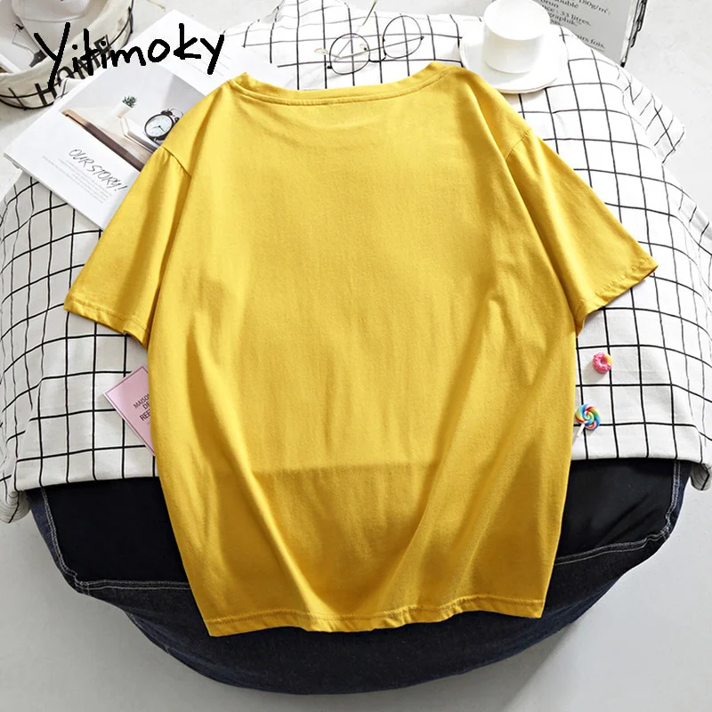 Футболка с милым принтом кота базовая футболка Женская Повседневная круглым