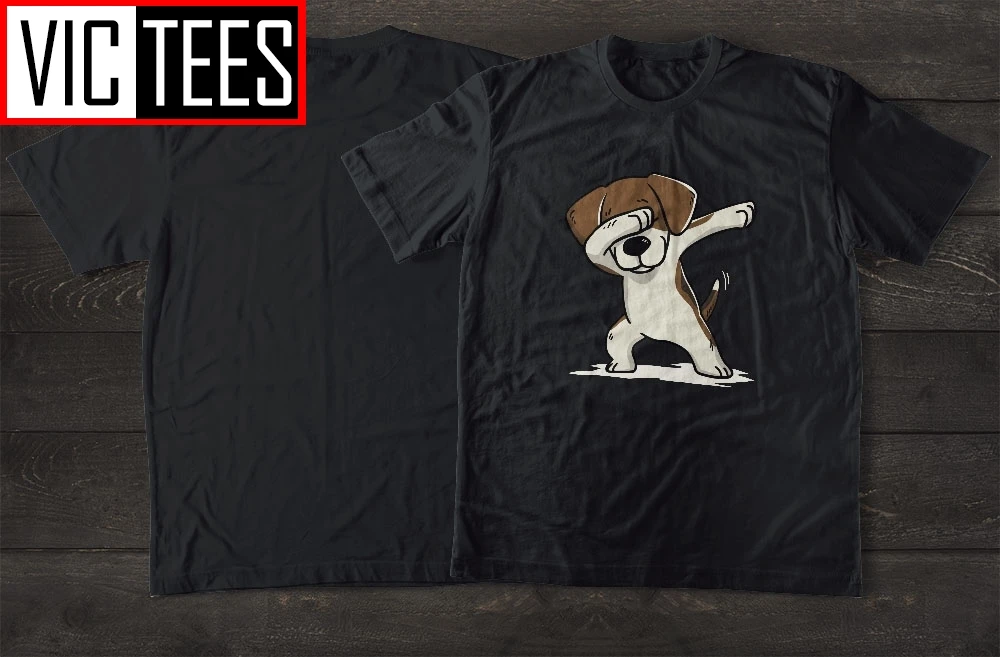 Мужские забавные модные футболки Dabbing Beagle с изображением собаки хлопковые