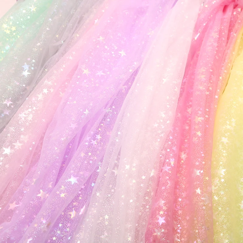 Блестящая мягкая Тюлевая сетчатая ткань 150x100 см кружевная с разноцветным принтом