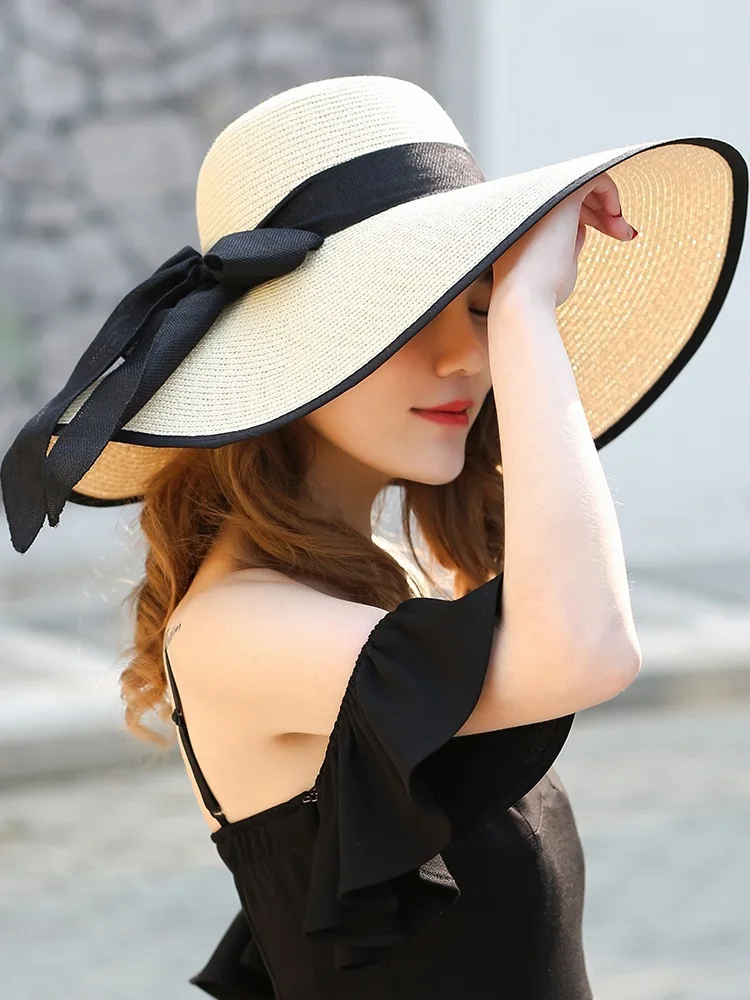 

Women Straw Hats Sun Hats Female Wide Brim Beach Hat Bow Summer Hat Anti Uv Straw Sun Hats