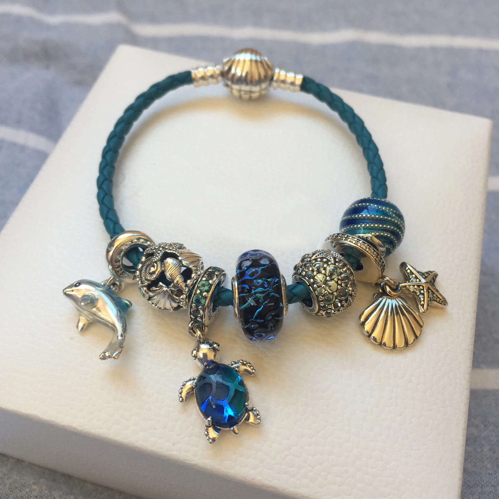 Оптовая продажа с фабрики браслет из серебра 925 пробы бирюзовой оплеткой