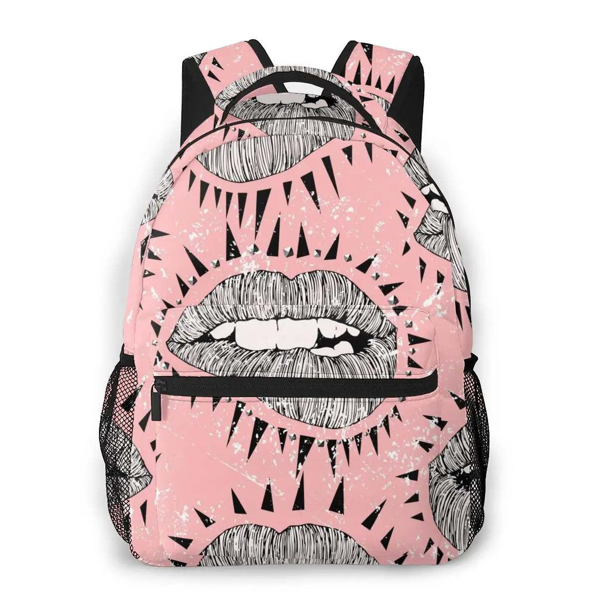 Рюкзак мужской в стиле панк школьный ранец с шипами и губами маленькие дорожные