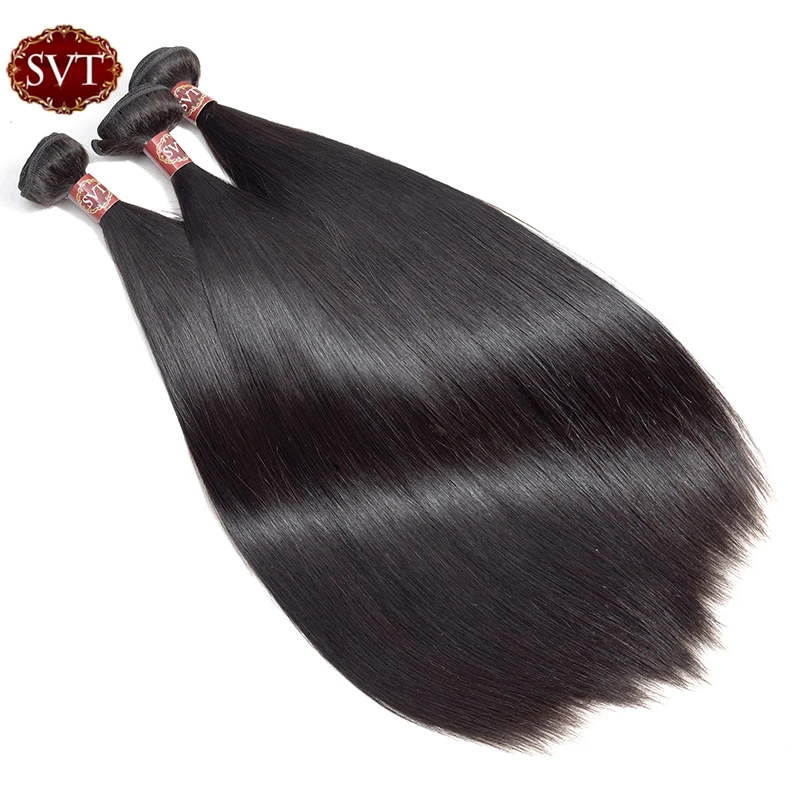 SVT волосы индийские прямые пряди с закрытием 8-26 &quotсредний коэффициент 4 шт./лот не