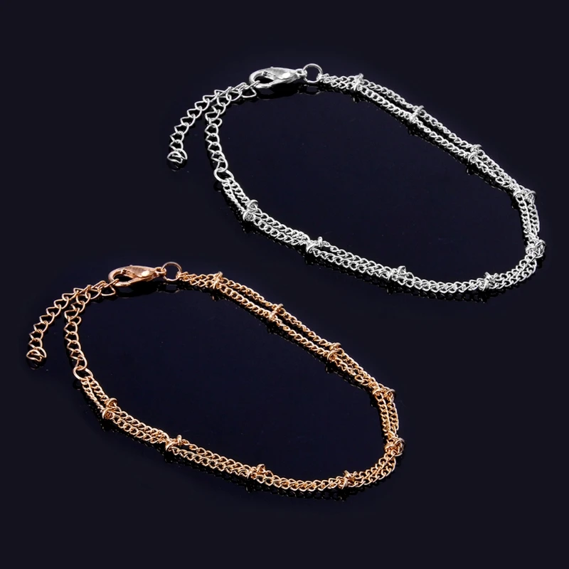 

Women Minimal Gold Fill Jewelry Dainty Double-Layer Satellite Chain Bracelets