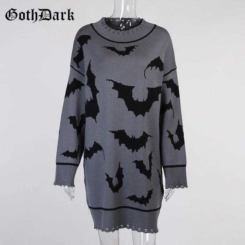 Женский свитер с графическим принтом Goth Dark готический Свободный пуловер длинным