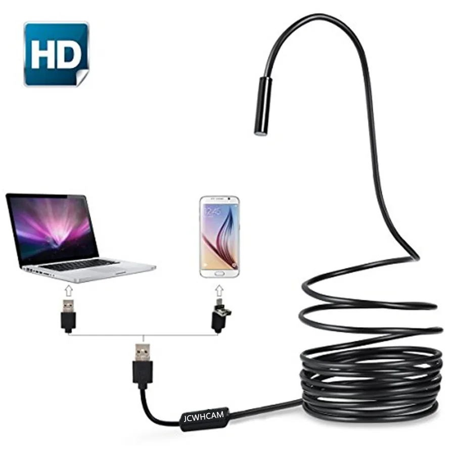 7 мм Мини объектив 1 м мягкий кабель змея провод USB/Micro USB эндоскоп камера для