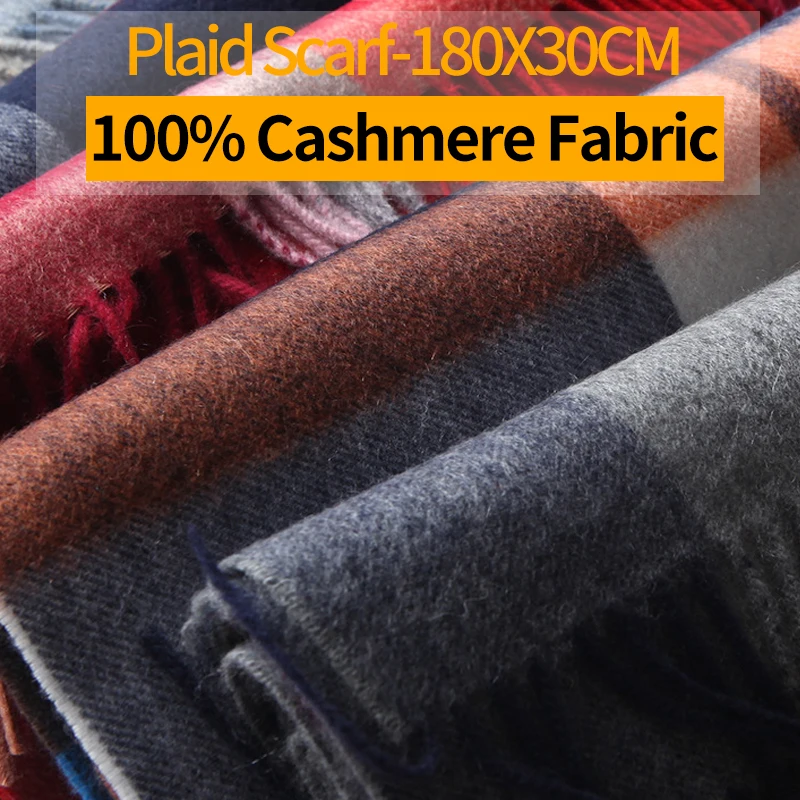 

Шарф из 100% кашемира для женщин и мужчин, зимние теплые кашемировые шарфы в клетку, длинные шарфы с кисточками, шали, обертывания