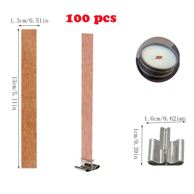 

100Pcs 50/80/100/120mm DIY Natural Wood Candle Wicks Wooden Candles Woodwick Plant Palm Parffin Candle Chip Soy Wax Wood Wick