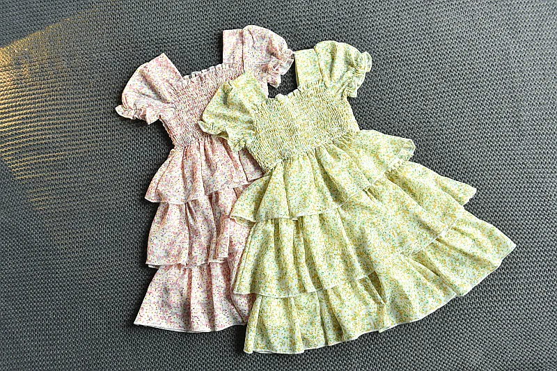 

Baby Girl Summer Pancake Short Puff Sleeve Dresses Fashion Chiffon Princess Party Dress Bebe Girls Toddler Lovely Floral Clothes