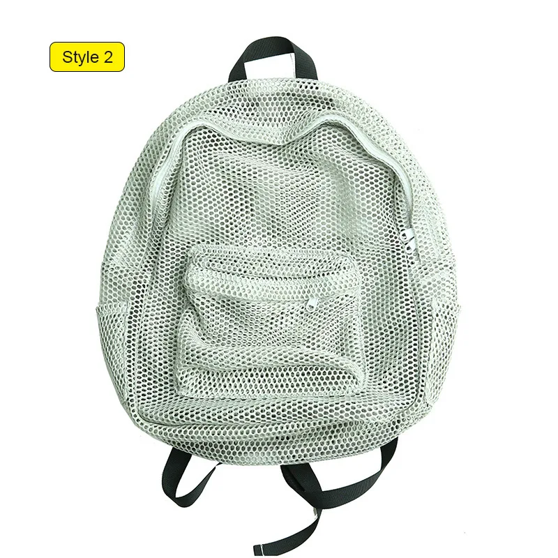 Style 2 Gray Яркий цвет, прозрачный сетчатый пляжный рюкзак на плечо для девочек-подростков, летняя складная сумка для хранения, женская сумка Tas XA565WD - Цвет: Style 2 Gray
