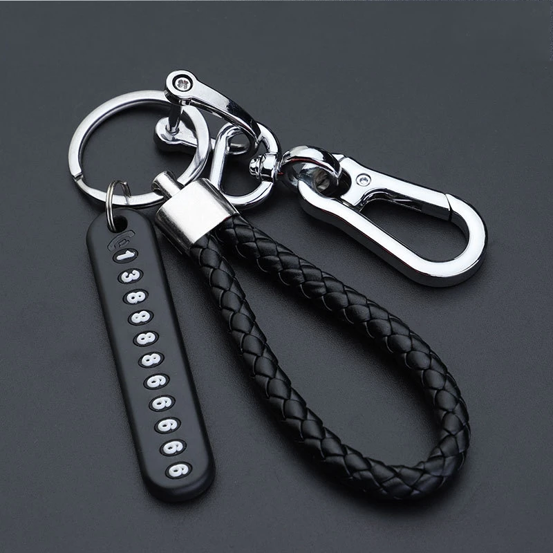 

New Anti-lost Phone Number Plate Car Keychain Pendant Auto Vehicle Phone Number Card Keyring Key Chain Car Interior Accessories