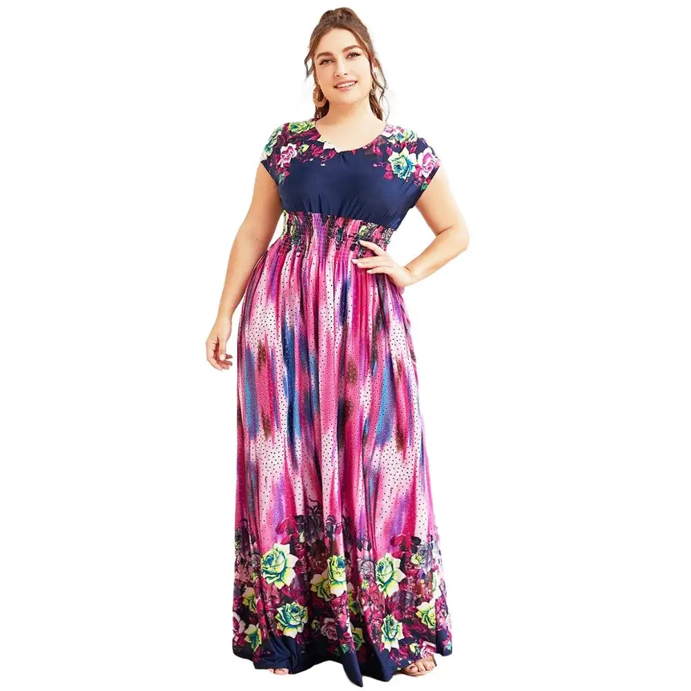 Женские летние платья 2020 сексуальное платье с цветочным рисунком размера плюс