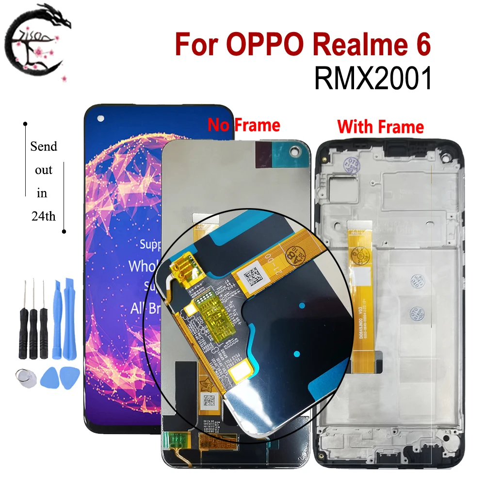 ЖК-дисплей для OPPO Realme 6 с рамкой RMX2001 ЖК-экран сенсорный датчик дигитайзер в сборе
