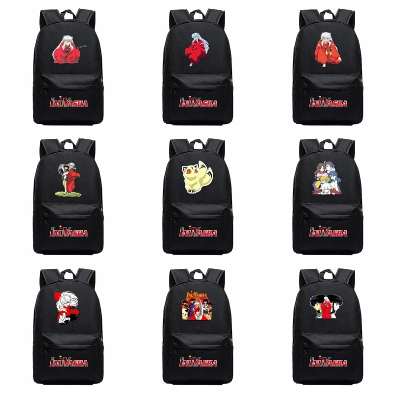 New Inuyasha Backpack School Bags Black Anime Cosplay Kids Teens Shoulder Bags