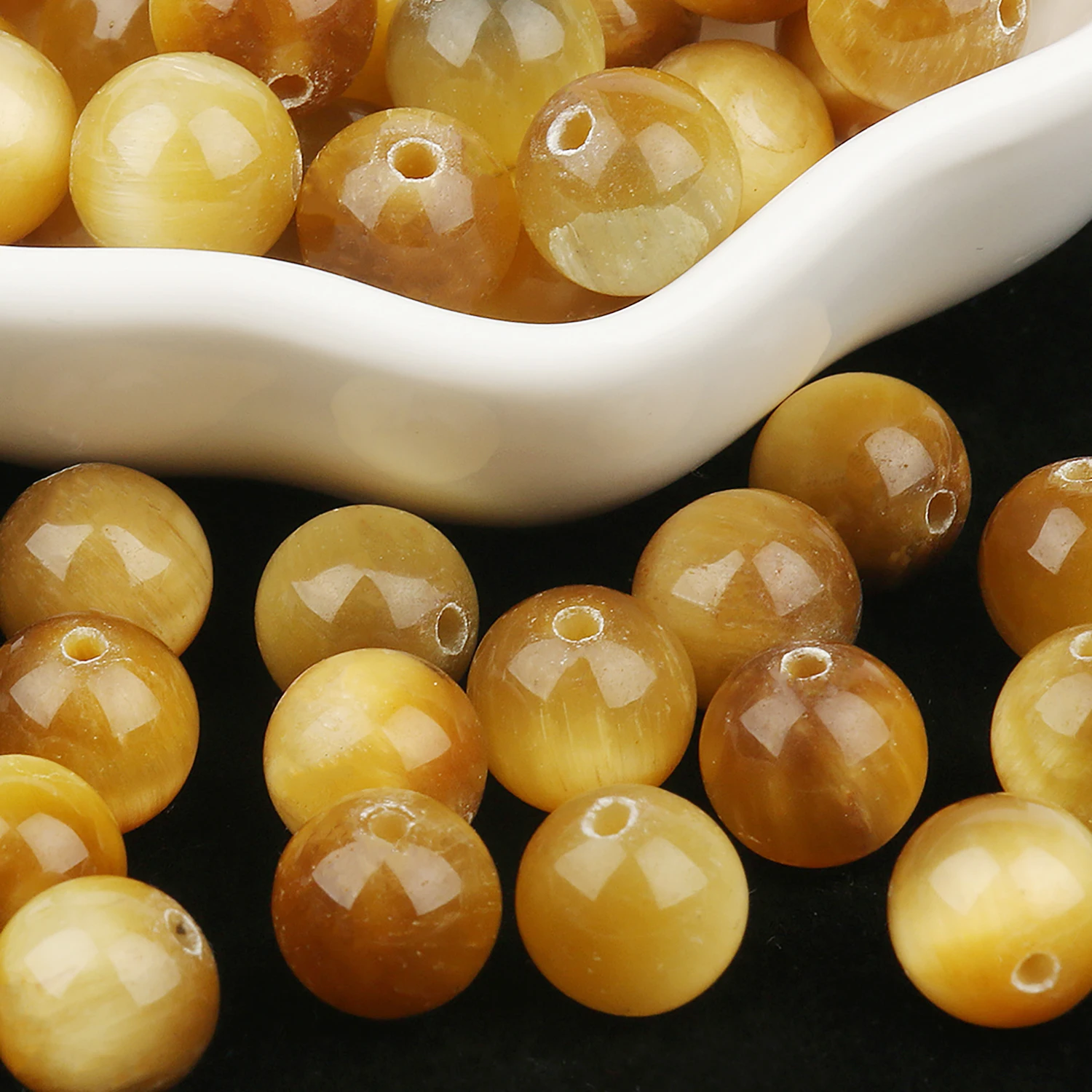 

Gold Tiger Eye Natural Stone Round Loose Spacer Beads 15" Strand 4 6-12 mm Pick Size Diy Charms Earrings Bracelets Supplies