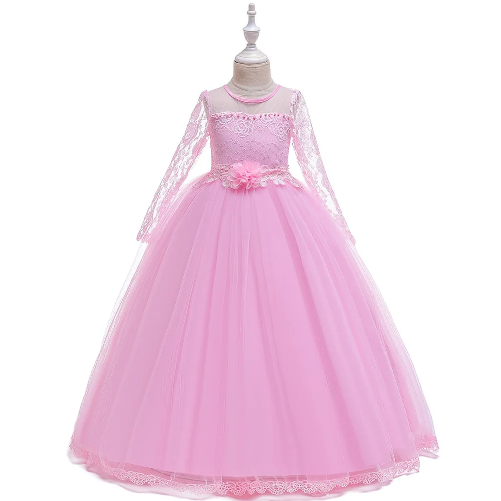 Flower Girl Lace Dress Clothes Princess Party Pageant Long Gown Kids Dresses for Girls Wedding Evening Clothing 6-14 Years | Свадьбы и
