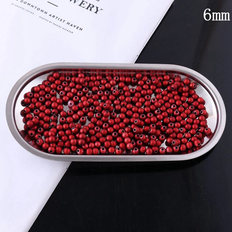 

6/8/10/12/14mm Red Matte Plastic Round Beads ABS Frost Surface Straight Hole Loose Beads For DIY Jewelry Findings Making