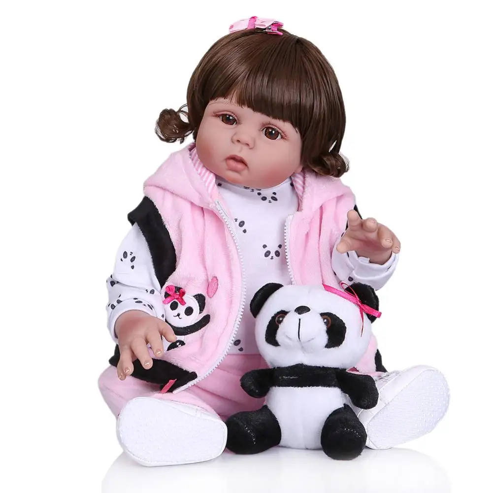48CM NPK Boneca Reborn Baby Doll Toys with Curls Straight Hair for Child Birthday Gift Bath Toy |