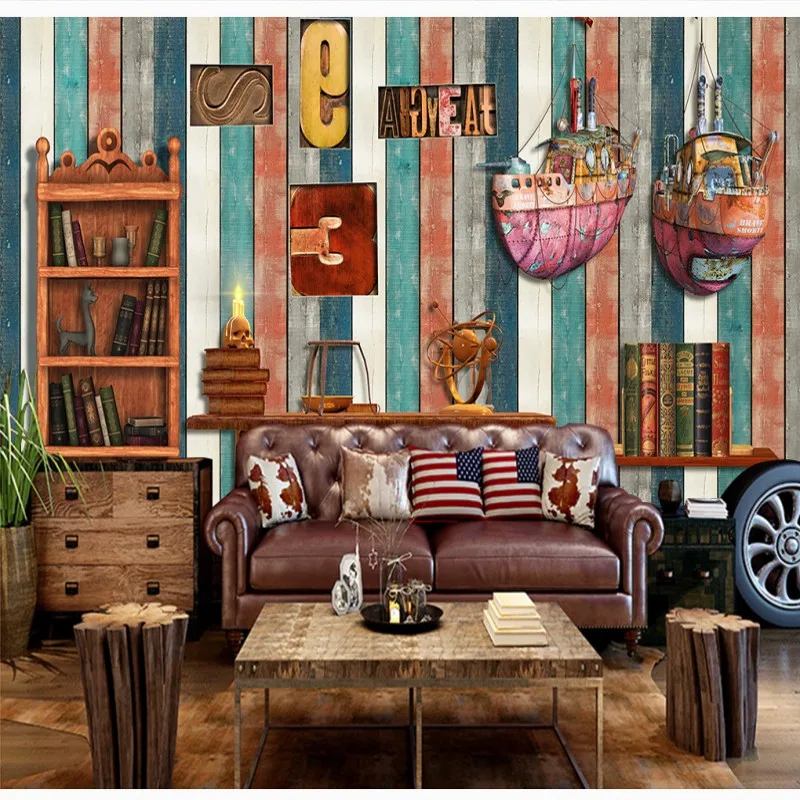 

Drop Shipping Photo WallpaperNostalgic Wood Mediterranean Background Wall Living Room Restaurant Study Bedroom Wallpaper Mural