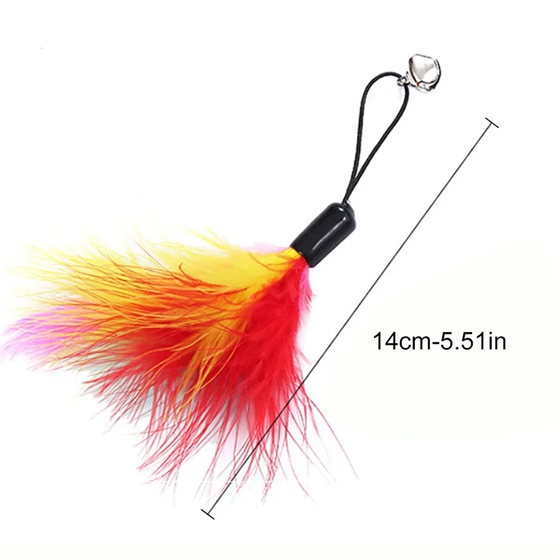 

6Pcs/set Pet Cat Toy Teaser Bell Feather Stretch Fishing Rod Play Wand Interactive Toys Pets Accessories Replacement Heads Set
