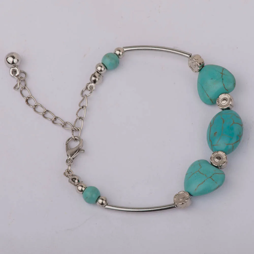 Женский браслет в богемном стиле с синим камнем регулируемое Цветочное сердце