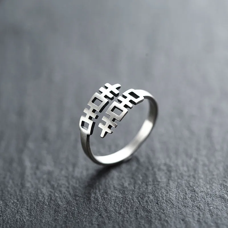 Ретро Винтаж ювелирные изделия 925 пробы серебро двойное счастье кольца для