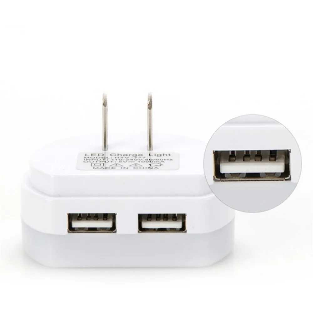 

LED Night Light With Dual USB Wall Charger Plug Power-saving Dusk to Dawn Sensor Wall Lamp EU/US Plug Socket Lamps