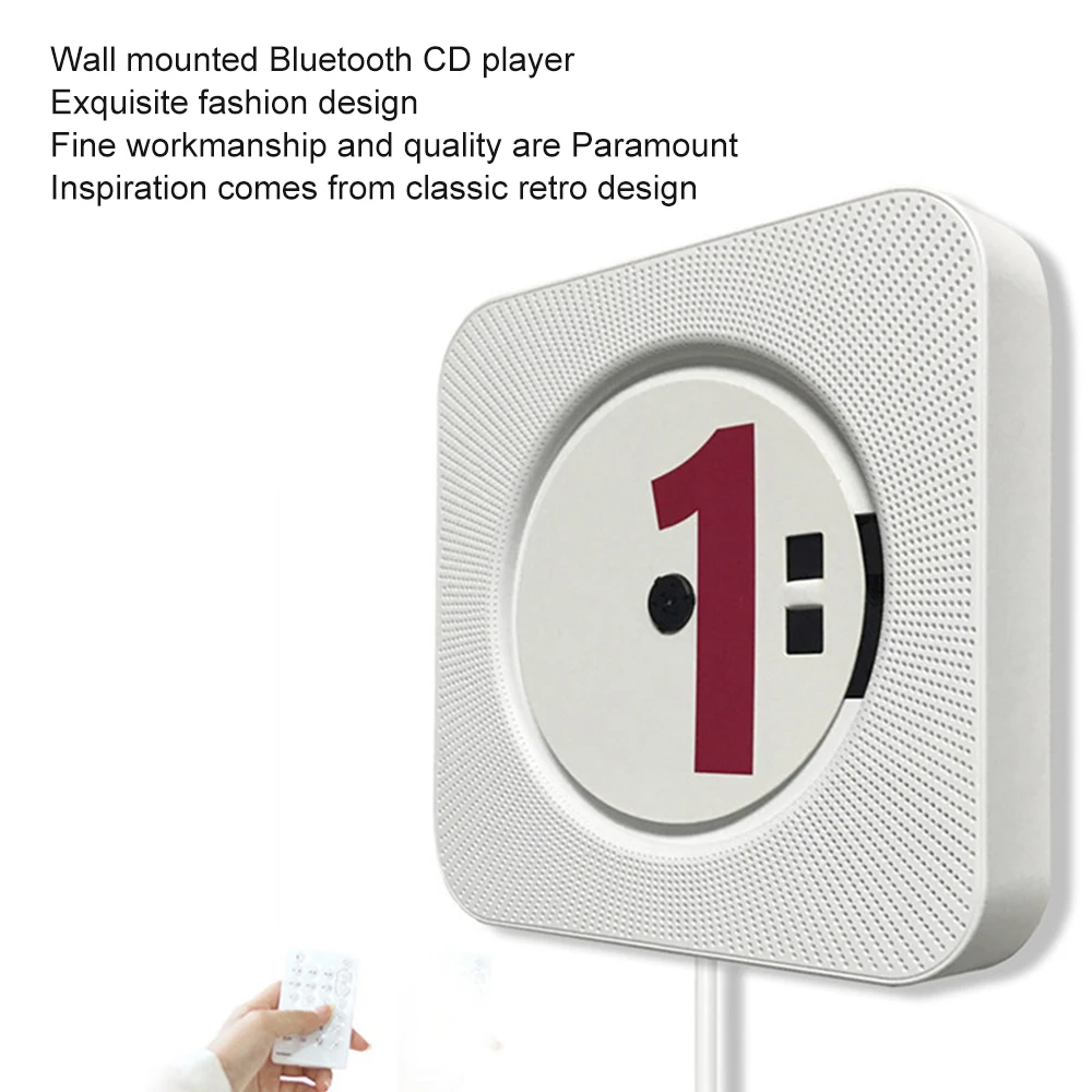 

2020 HOT CD Player Record Player Wall Mountable Home Audio Box With Remote Control FM Radio Built-In HiFi Drive AUX EU US Plug