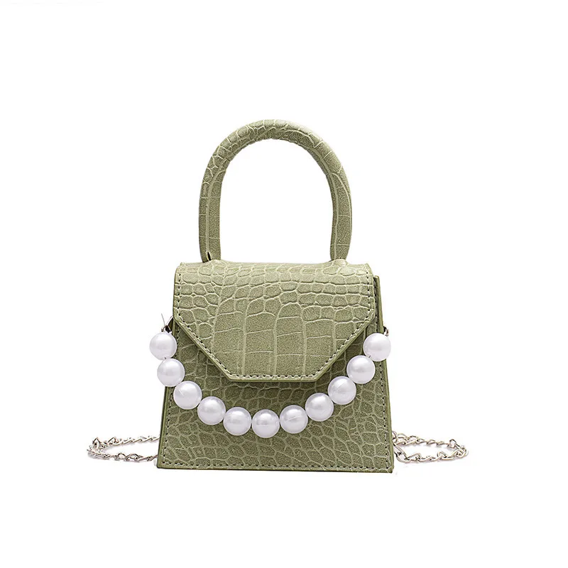 

Oeak Pearl Handle Super Mini Design PU Leather Shoulder Bags For Women Summer Stone Pattern Crossbody Bag Female Travel Handbags