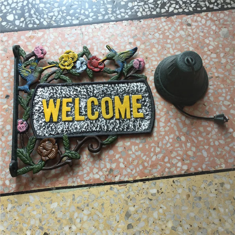 Чугунный обеденный звонок с колибри декоративный дверной птицами Цветочная