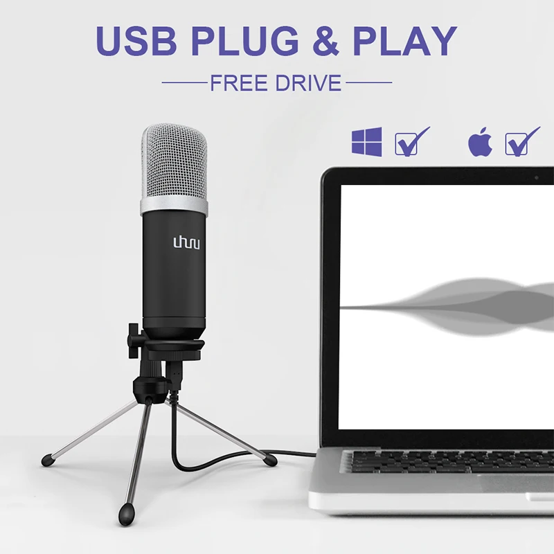 UHURU UM960 USB микрофон 192 кГц/24 бит Профессиональный Подкаст микрофонный конденсаторный микрофон с штативом Стенд для компьютера Youtube