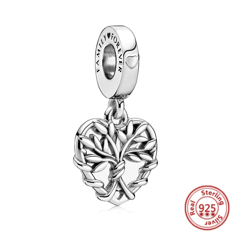 

100% 925 Sterling Silver Feather Family Tree Snowflakes Boy Dangle Beads Fit Original Pandora Charms Bracelets DIY Women Jewelry